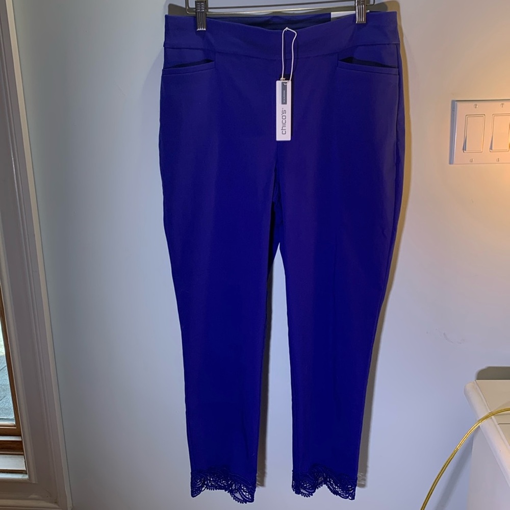 NWT Chico’s Brigitte slim leg royal blue pull on ankle pants